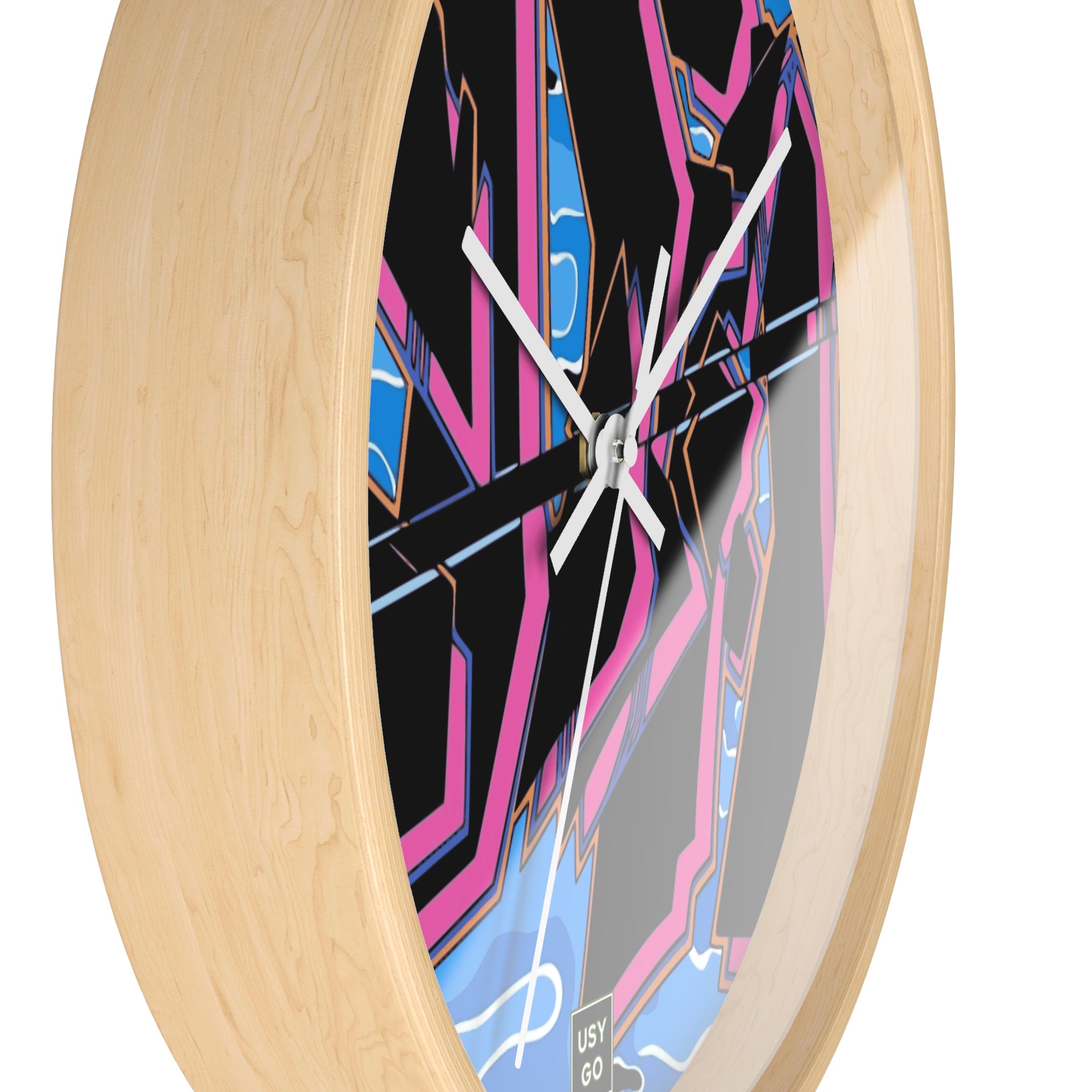 Wood Clock 10 inches Graffiti Style