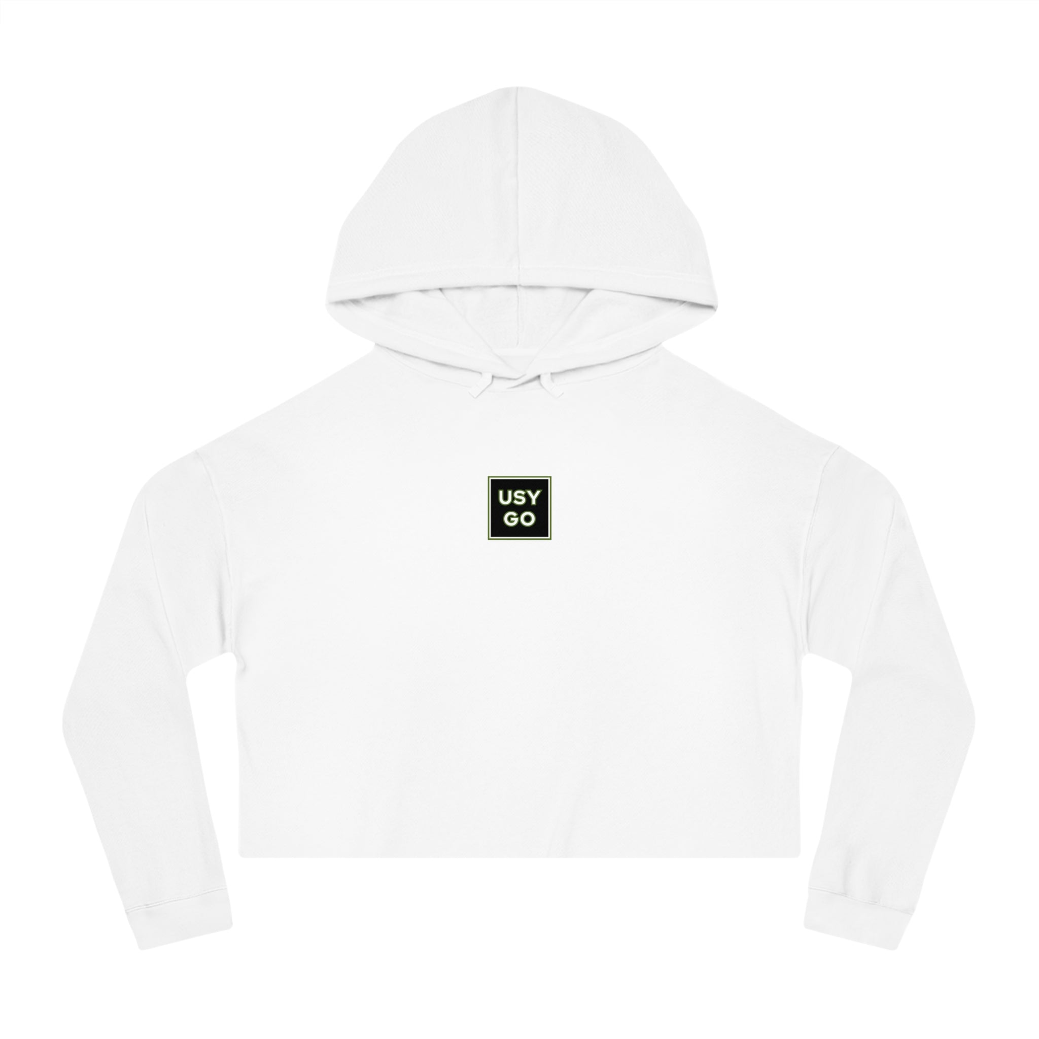 Women’s White USYGO Cropped Hoodie Sweatshirt