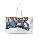 White JG Fish Weekender Beach Tote Bag Graffiti Style
