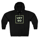 Black Unisex USYGO Full Zip Hoodie - Premium comfort and style. 