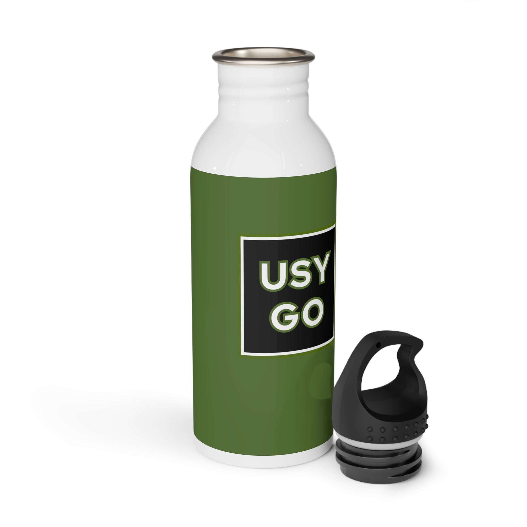 White and Olive Green USYGO Stainless Steel Water Bottle