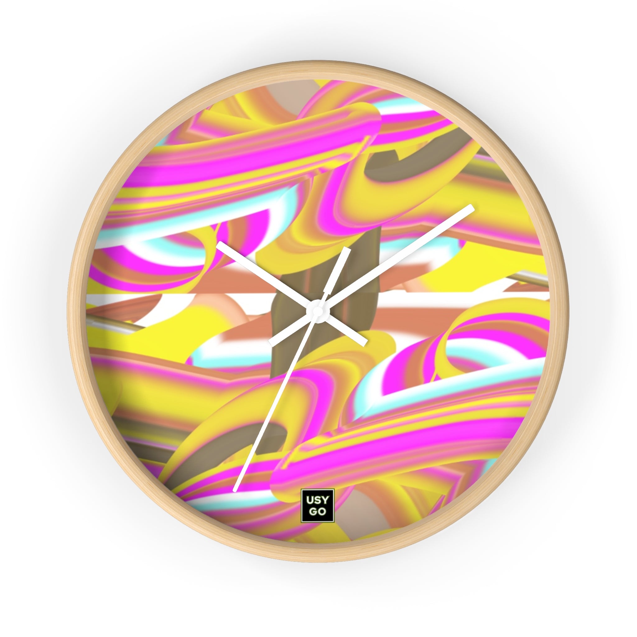Wood Wall Clock 10 inches psychedelic