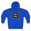 Royal Blue Unisex Heather Grey Unisex USYGO Full Zip Hoodie - Premium comfort and style. 