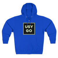 Royal Blue Unisex Heather Grey Unisex USYGO Full Zip Hoodie - Premium comfort and style. 