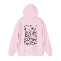 Heavy Blend Hoodie Gildan 18500 Unisex Jersey with BANANA design by @johnnygraff31 printed on the back. 50% Cotton 50% Polyester in Light Pink. Pouch pocket and the tear-away label make for a comfortable, scratch-free wearing.