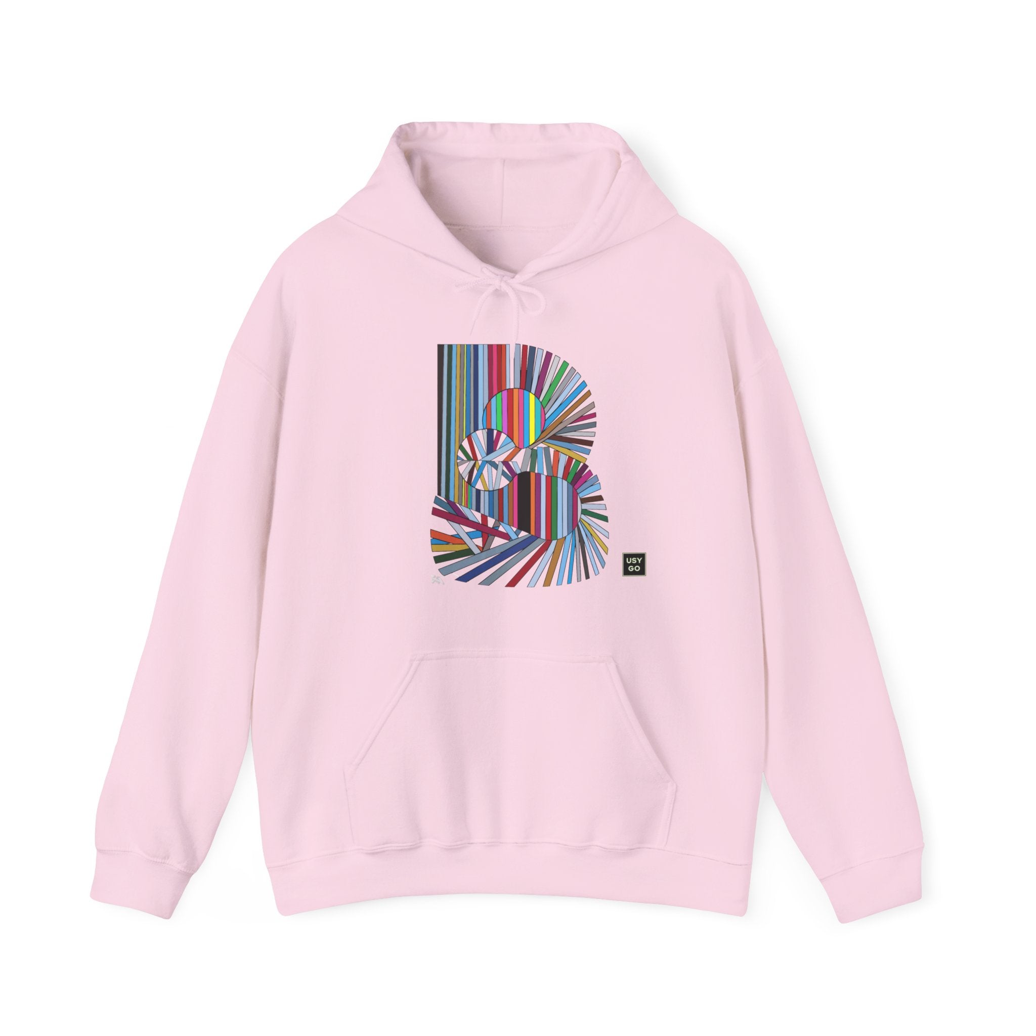 Heavy Blend Hoodie Gildan 18500 Unisex Jersey with ABSTRACT design by @johnnygraff31 printed on the front. Made from 50% Cotton 50% Polyester in Light Pink. Pouch pocket and the tear-away label make for a highly comfortable.