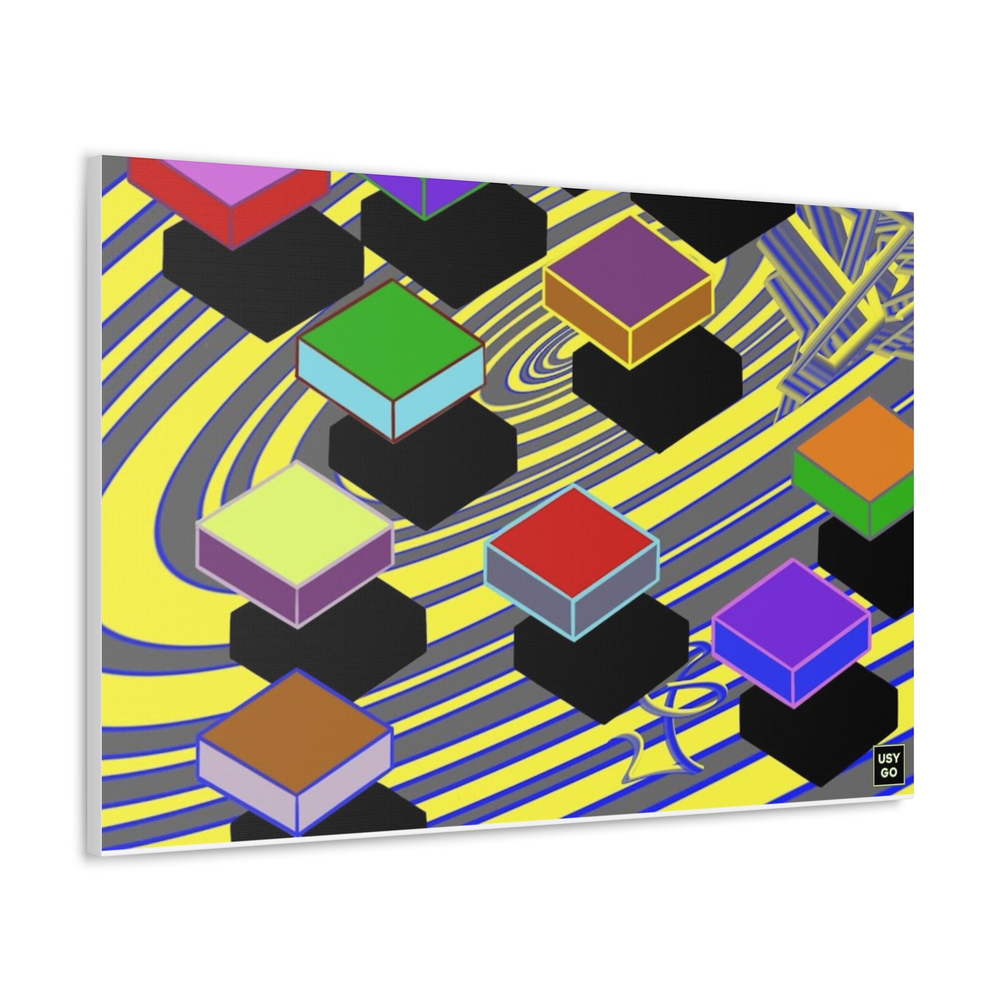 FLYING SQUARES Canvas by @johnnygraff31 – Urban Art Print