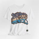 Bella+Canvas 3001 Unisex Jersey Short Sleeve Tee with JG Fish Graffiti design on the front. Made from lightweight 100% Airlume combed and ring-spun cotton in Ash, ideal for active and leisure wear.