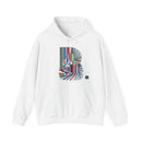 Heavy Blend Hoodie Gildan 18500 Unisex Jersey with ABSTRACT design by @johnnygraff31 printed on the front. Made from 50% Cotton 50% Polyester in White. Pouch pocket and the tear-away label make for a highly comfortable.