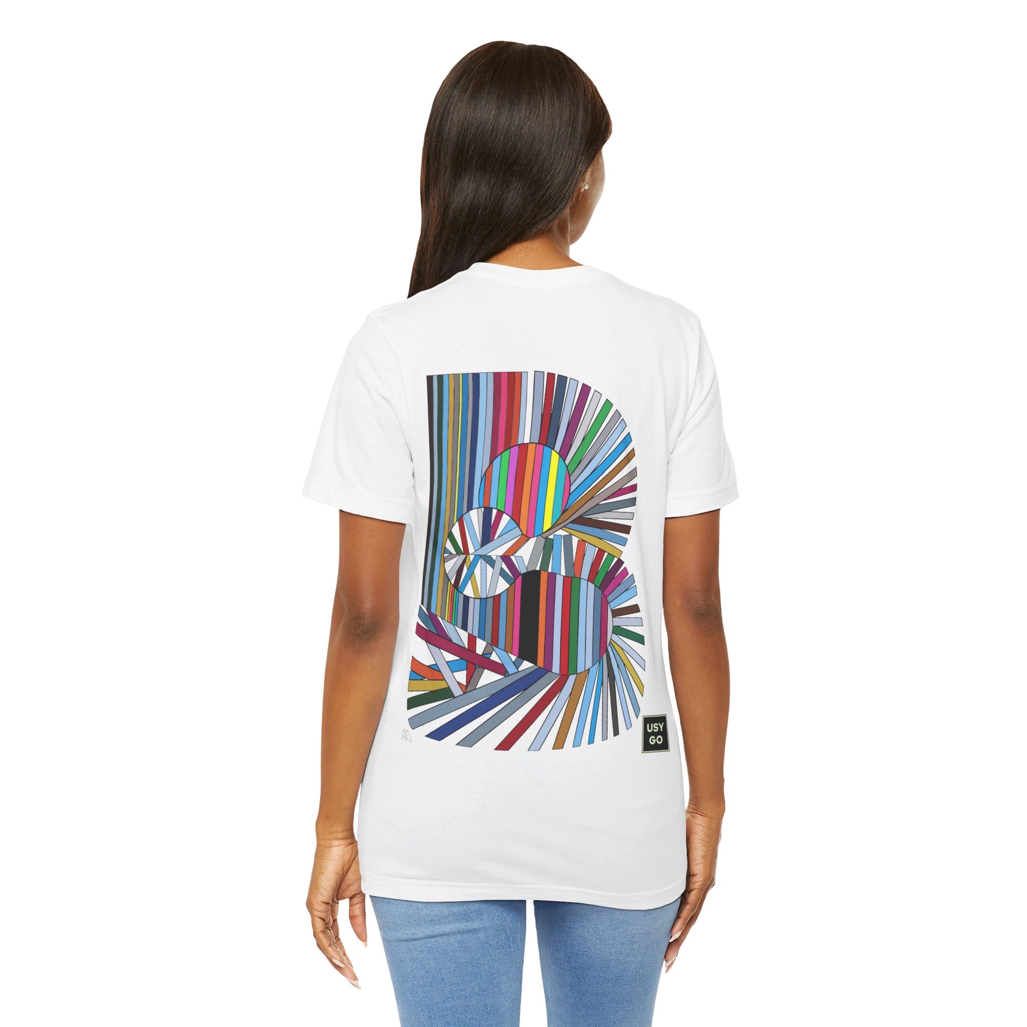 USYGO Unique Unisex Cotton Crew 'Abstract' T-Shirt (Back Print)