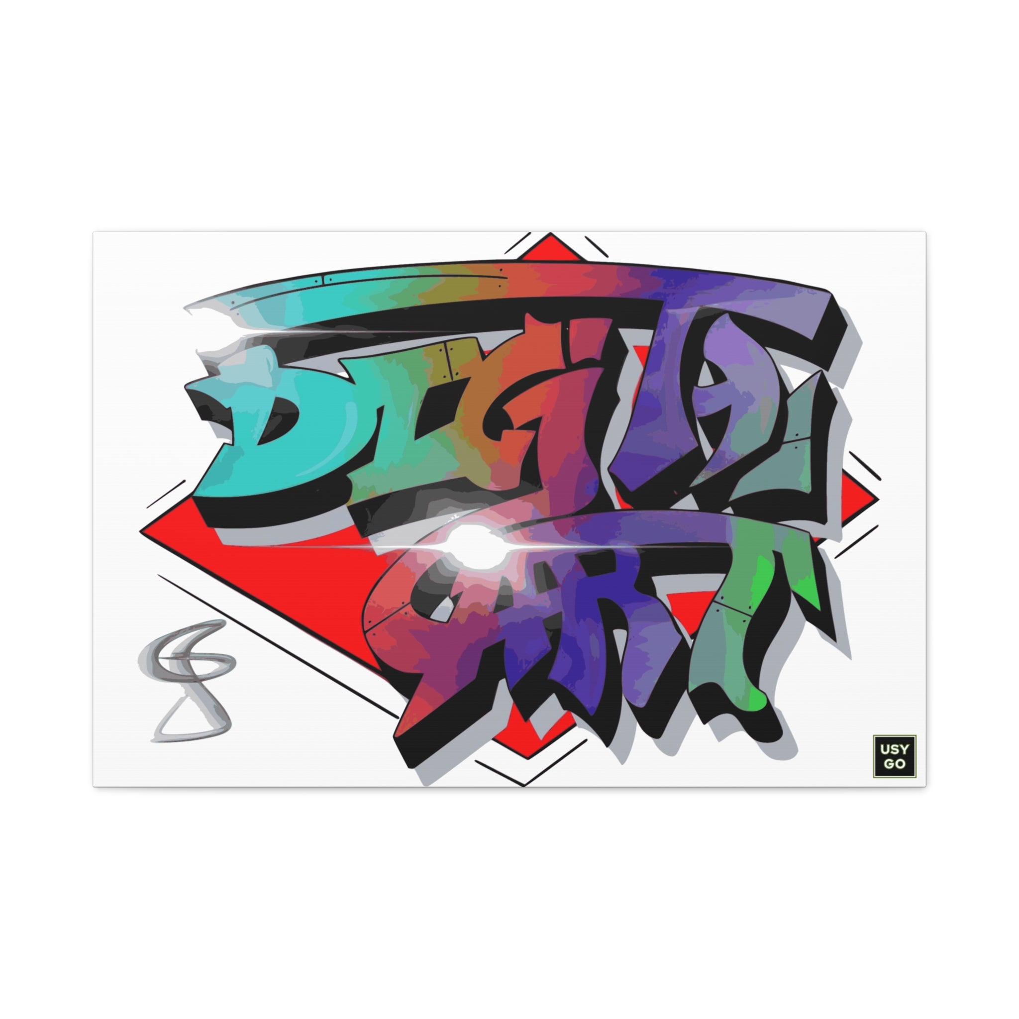 Front view of Digital Art Canvas by @johnnygraff31, featuring the vibrant Digital art street art design printed on premium 100% cotton canvas. Perfect for urban art enthusiasts and collectors.