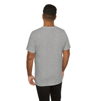 Person wearing Bella+Canvas 3001 Unisex Jersey Short Sleeve Tee with no design on the back. Made from lightweight 100% Airlume combed and ring-spun cotton in Athletic Heather Grey, ideal for active and leisure wear.