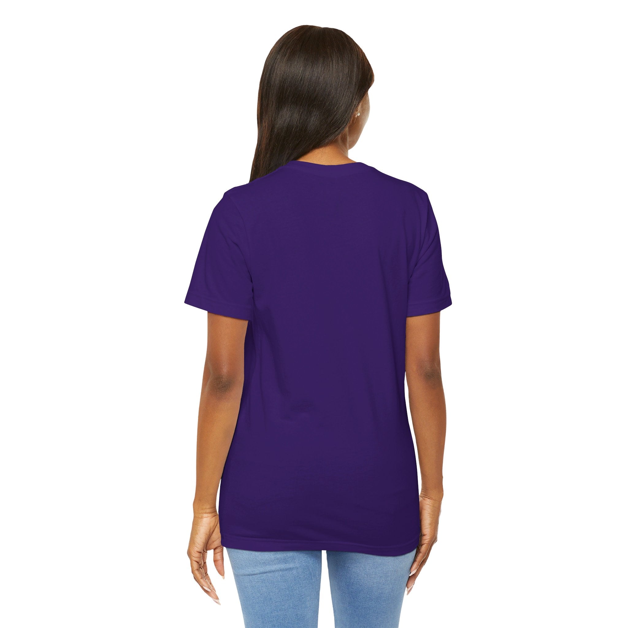 T-Shirt Bella+Canvas 3001 Unisex Jersey Short Sleeve Tee with no designon the back. Made from lightweight 100% Airlume combed and ring-spun cotton in Purple, ideal for active and leisure wear.