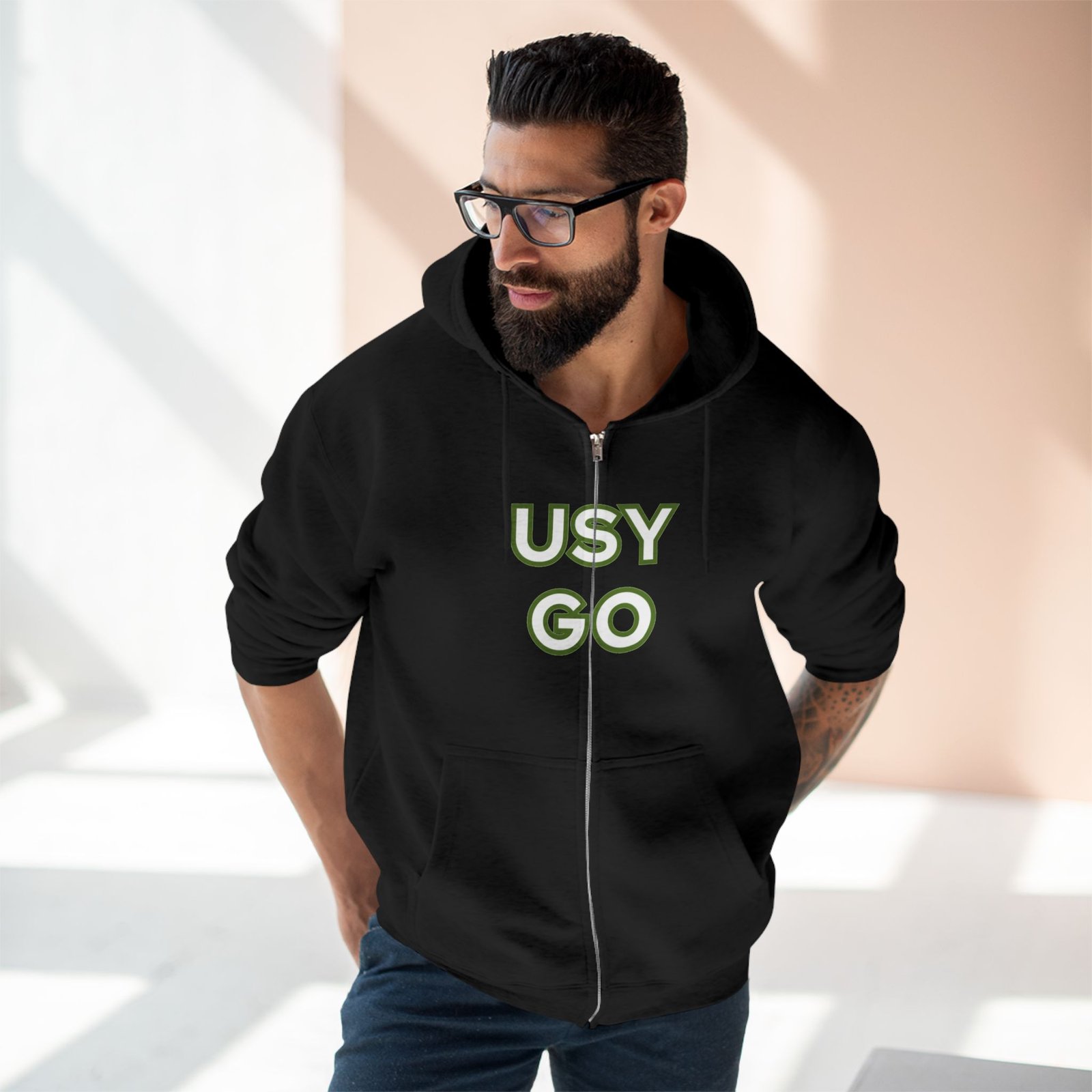 usygo logo zip hoodie